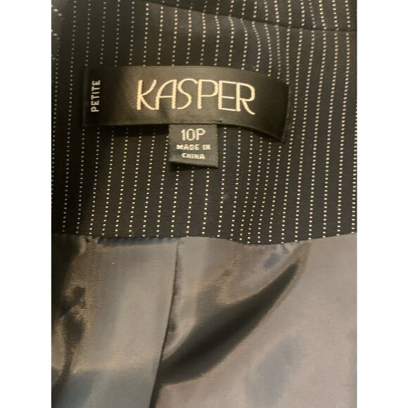 Kasper black striped open front blazer size 10P - Picture 3 of 9